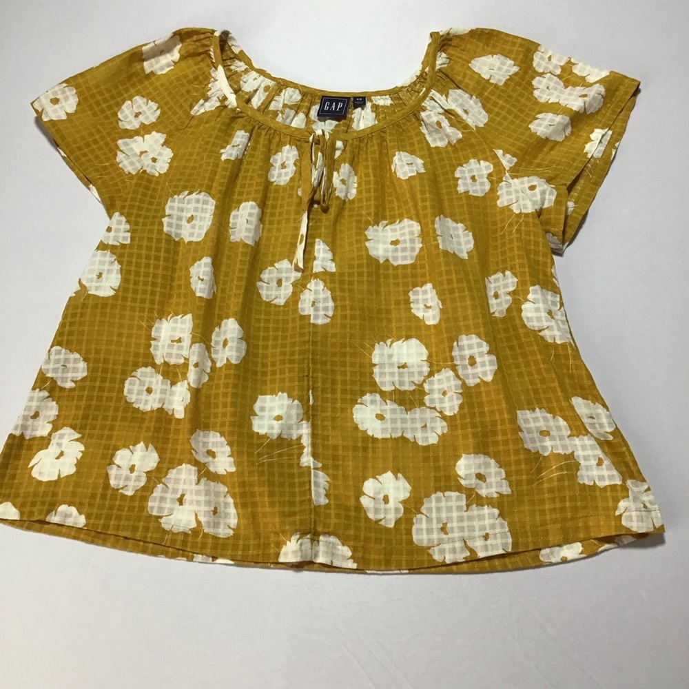 GAP Women's Mustard Floral Blouse - Picture 3 of 8